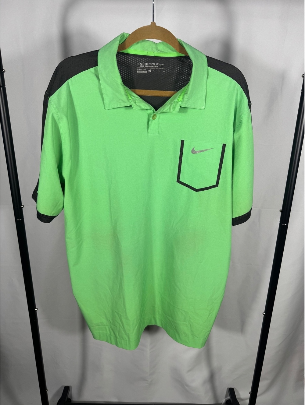 Nike Golf Tour Performance Dri-FIT Polo Shirt Green and Black Size XL